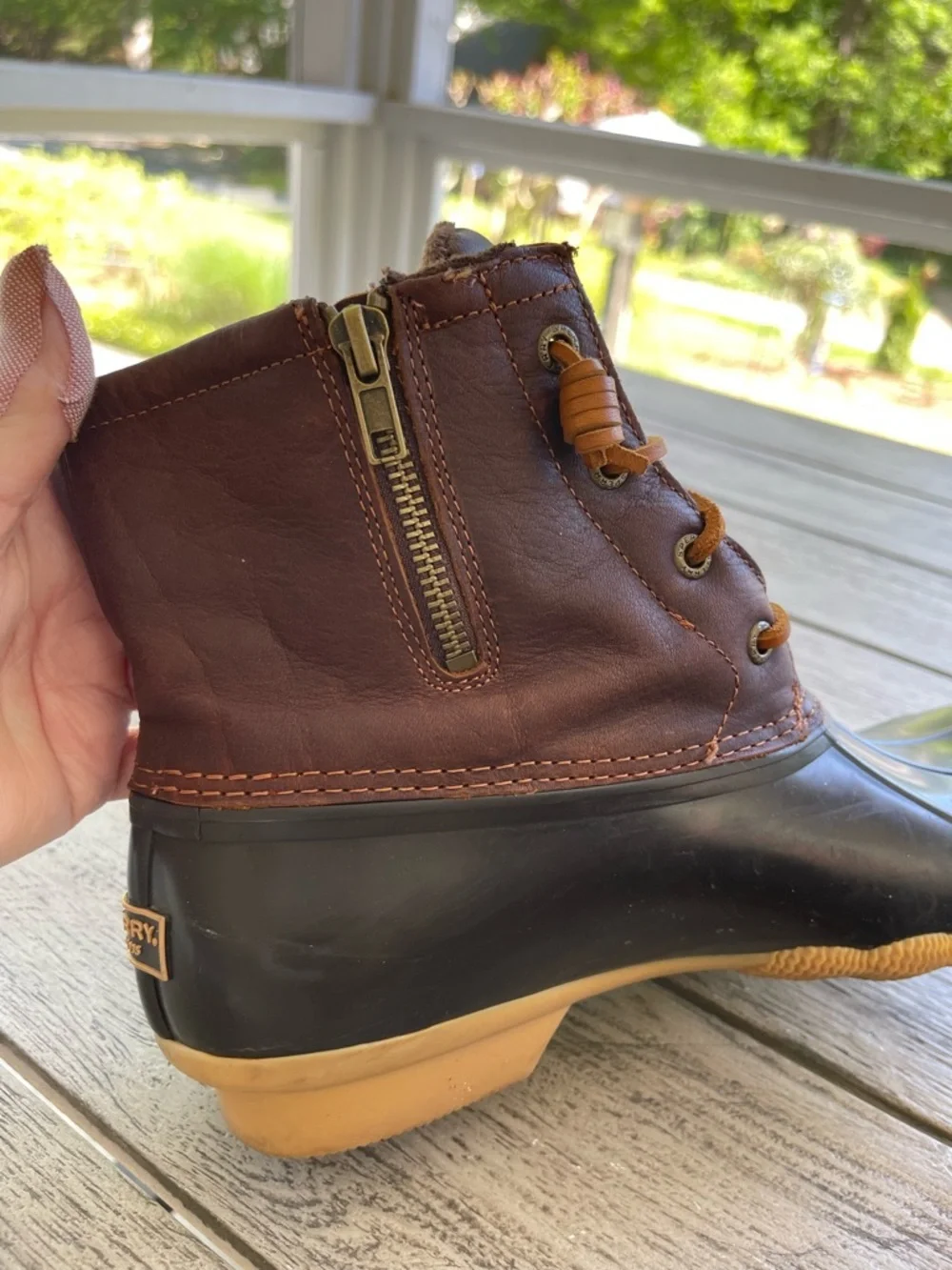 Sperry Womens Saltwater Brown Waterproof Duck Boots Size 9.5